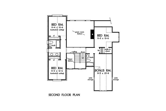 Floor Plan - Upper Floor for Traditional House Plan #929-45 - 4 bed, 3.5 bath