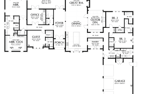 Floor Plan - Main Floor for European House Plan #48-1118 - 4 bed, 4.5 bath