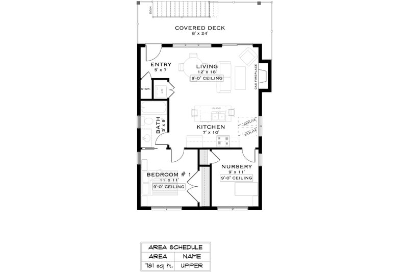 Dream House Plan - Floor Plan - Upper Floor for Craftsman House Plan #1101-8 - 2 bed, 1 bath