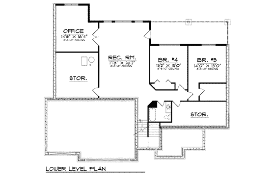 Floor Plan - Lower Floor for European House Plan #70-804 - 5 bed, 3 bath