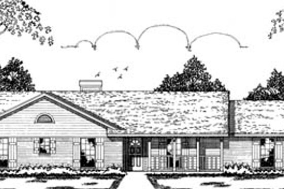Exterior - Front Elevation for Ranch House Plan #42-108 - 3 bed, 2 bath