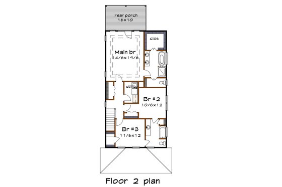 Floor Plan - Upper Floor for Craftsman House Plan #79-317 - 2 bed, 2.5 bath