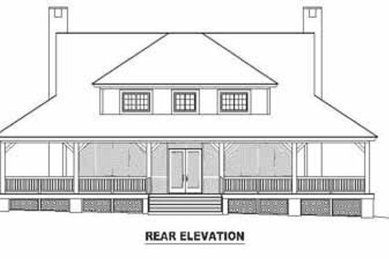 Exterior - Rear Elevation for Country House Plan #81-239 - 3 bed, 2.5 bath