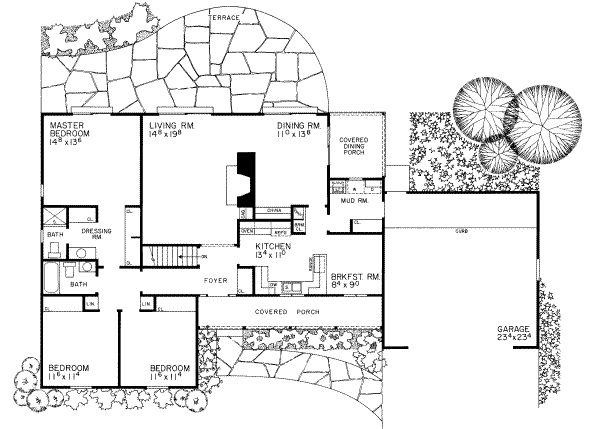 House Blueprint - Ranch Floor Plan - Main Floor Plan #72-444