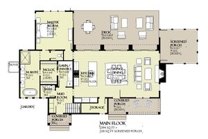Floor Plan - Main Floor for Farmhouse House Plan #901-146 - 3 bed, 2.5 bath
