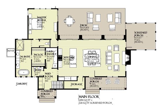 Floor Plan - Main Floor for Farmhouse House Plan #901-146 - 3 bed, 2.5 bath
