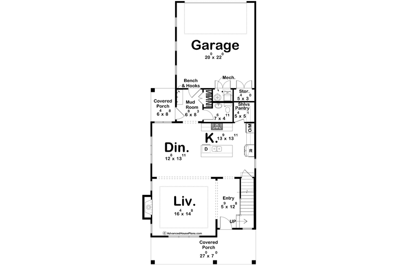 Home Plan - Floor Plan - Main Floor for Farmhouse House Plan #455-396 - 3 bed, 2.5 bath