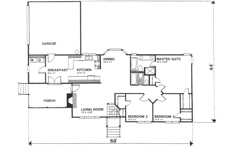 Dream House Plan - Floor Plan - Main Floor for Traditional House Plan #30-142 - 3 bed, 2 bath