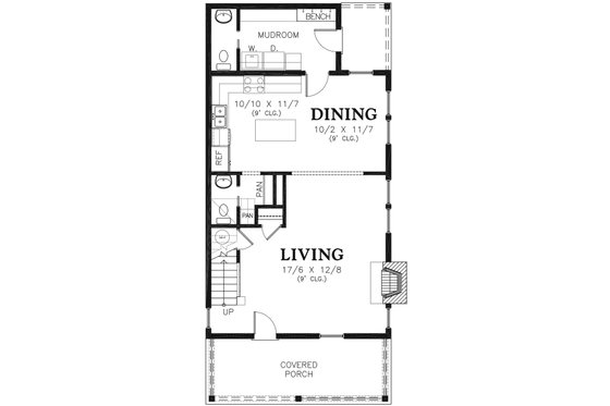 Floor Plan - Main Floor for Farmhouse House Plan #48-977 - 3 bed, 2.5 bath