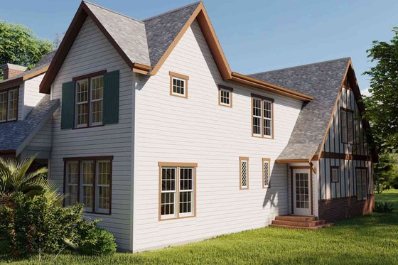 Exterior - Rear Elevation 1 for Tudor House Plan #1079-3 - 4 bed, 3 bath