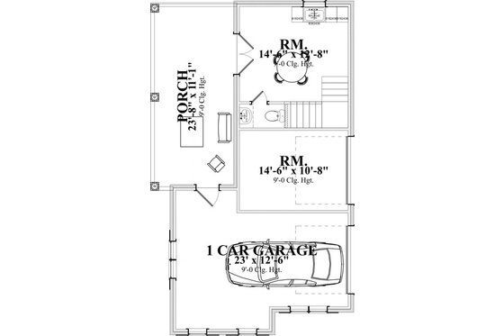Floor Plan - Main Floor for Traditional House Plan #63-339, 1 bath