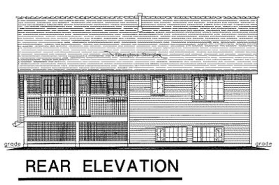 Exterior - Rear Elevation for Traditional House Plan #18-196 - 3 bed, 2 bath