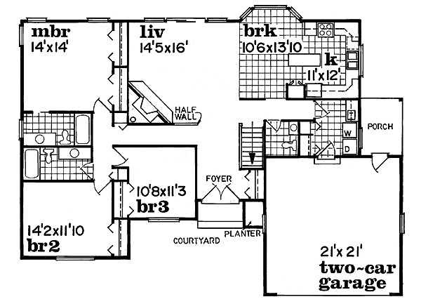 Ranch Floor Plan - Main Floor Plan #47-208