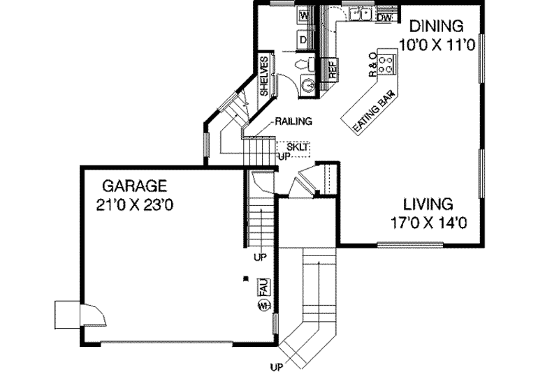 Home Plan - Floor Plan - Main Floor for Bungalow House Plan #60-320 - 3 bed, 2.5 bath