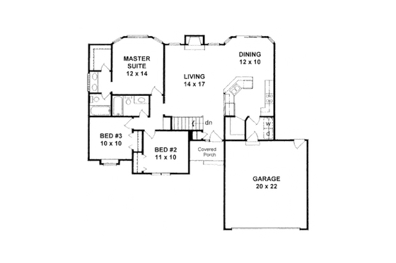 Floor Plan - Main Floor for Traditional House Plan #58-206 - 3 bed, 2 bath