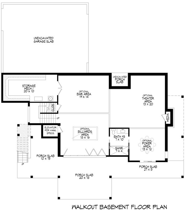 Modern Floor Plan - Lower Floor Plan #932-1121