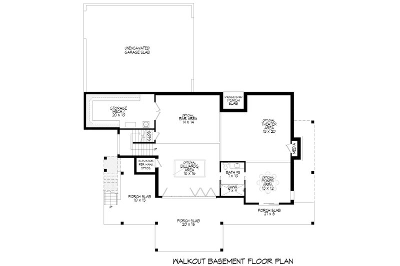 Architectural House Design - Floor Plan - Lower Floor for Modern House Plan #932-1121 - 3 bed, 2 bath