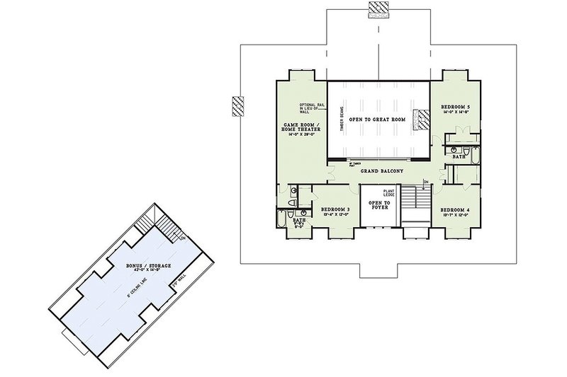 House Design - Floor Plan - Upper Floor for Country House Plan #17-2398 - 6 bed, 5.5 bath