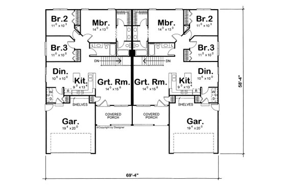 Floor Plan - Main Floor for Traditional House Plan #20-404 - 6 bed, 4 bath