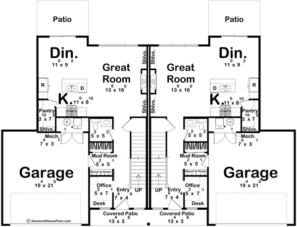 Architectural House Design - Farmhouse Floor Plan - Main Floor Plan #455-750