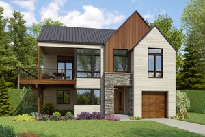 Contemporary Exterior - Front Elevation Plan #48-1177