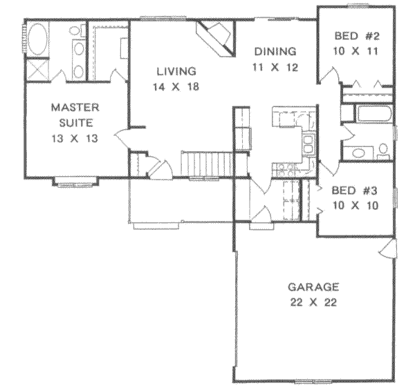 Home Plan - Ranch Floor Plan - Main Floor Plan #58-128