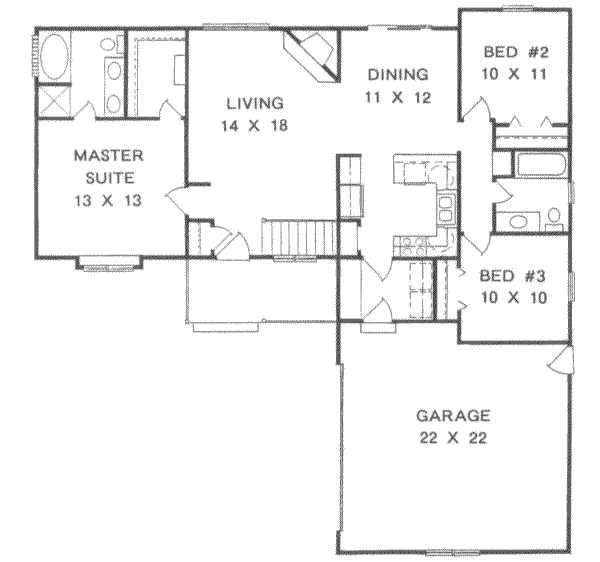 House Design - Ranch Floor Plan - Main Floor Plan #58-128