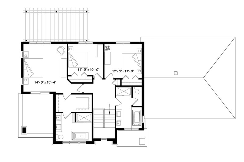 Dream House Plan - Floor Plan - Upper Floor for Modern House Plan #23-2309 - 3 bed, 3 bath