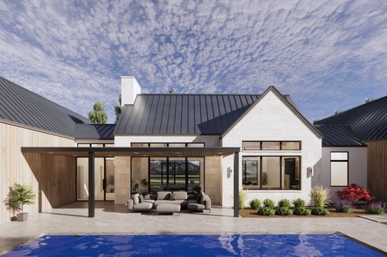 Exterior - Rear Elevation 1 for Modern House Plan #1096-25 - 4 bed, 4.5 bath