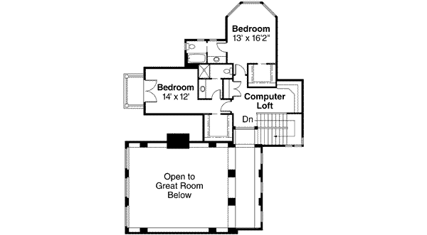 Traditional Floor Plan - Upper Floor Plan #124-421