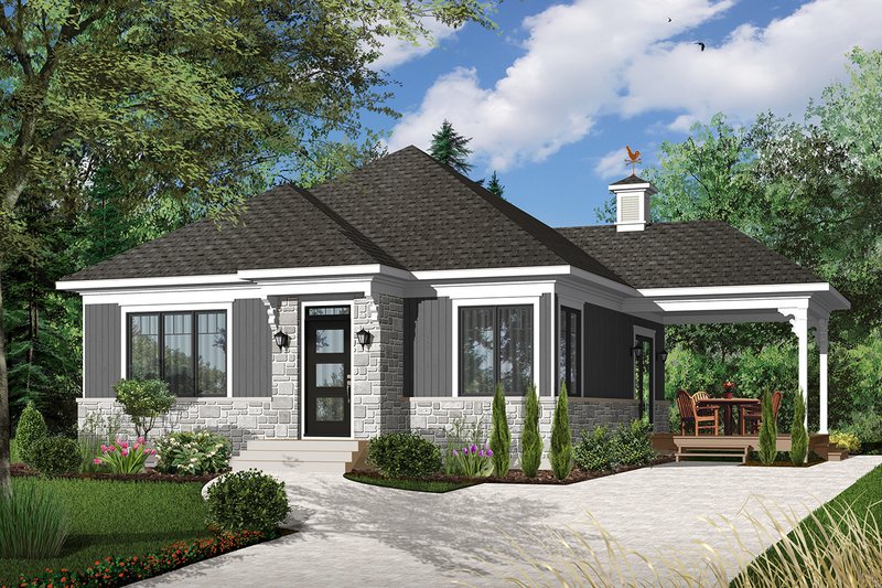 House Blueprint - Exterior - Front Elevation 4 for Modern House Plan #23-2661 - 2 bed, 1 bath