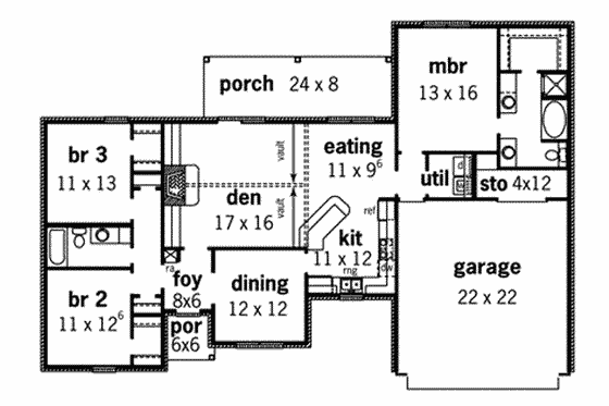 Floor Plan - Main Floor for European House Plan #16-246 - 3 bed, 2 bath