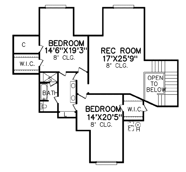 European Floor Plan - Upper Floor Plan #65-489