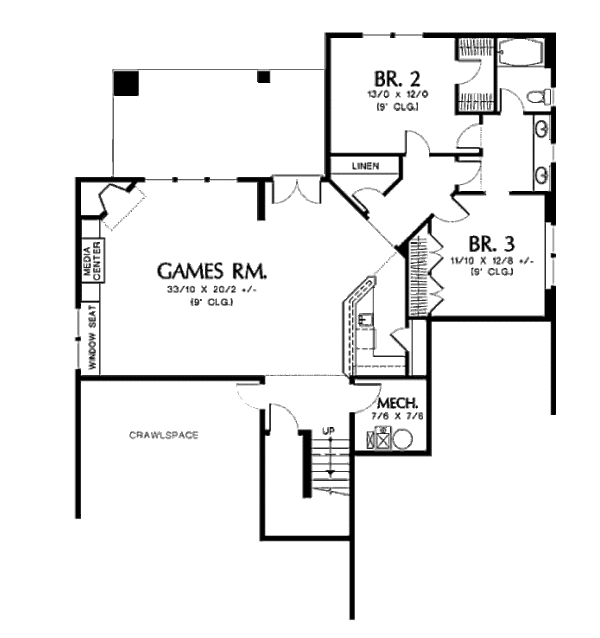 House Plan Design - Traditional Floor Plan - Lower Floor Plan #48-296
