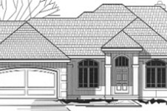Exterior - Front Elevation for Mediterranean House Plan #67-763 - 4 bed, 3.5 bath