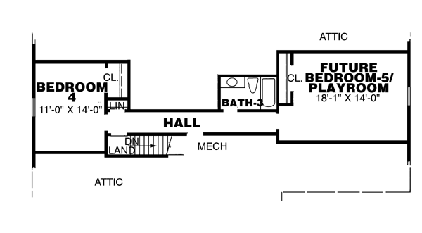 Traditional Floor Plan - Upper Floor Plan #34-131