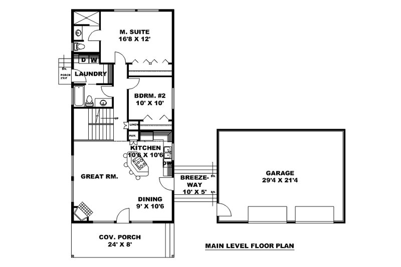 Home Plan - Floor Plan - Main Floor for Cabin House Plan #117-1017 - 2 bed, 2 bath