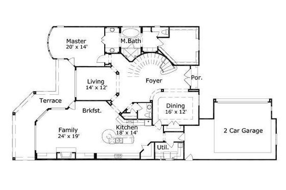 Floor Plan - Main Floor for European House Plan #411-603 - 4 bed, 3.5 bath