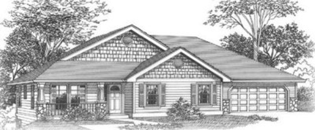 Exterior - Front Elevation 2 for Craftsman House Plan #53-300 - 4 bed, 3 bath