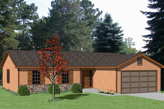 Exterior - Front Elevation for Ranch House Plan #116-174 - 3 bed, 2 bath