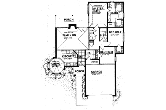 Floor Plan - Main Floor for European House Plan #40-292 - 3 bed, 2 bath