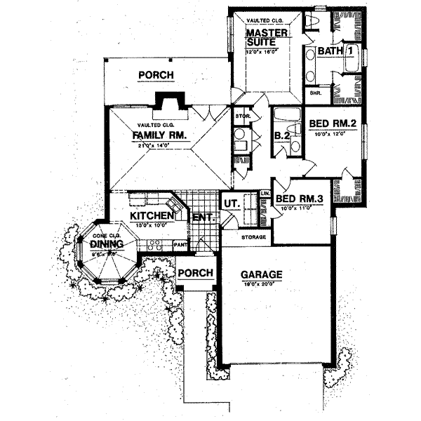 Floor Plan - Main Floor for European House Plan #40-292 - 3 bed, 2 bath