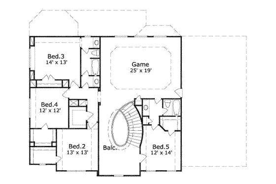 Floor Plan - Upper Floor for Traditional House Plan #411-130 - 5 bed, 3.5 bath