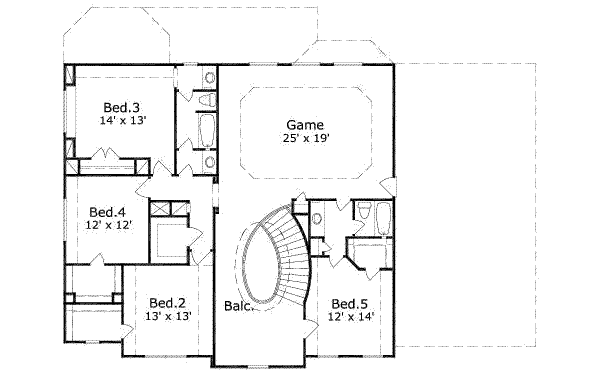Traditional Floor Plan - Upper Floor Plan #411-130