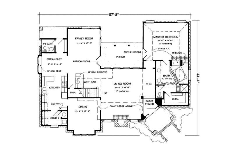 Home Plan - Floor Plan - Main Floor for European House Plan #410-273 - 3 bed, 2.5 bath