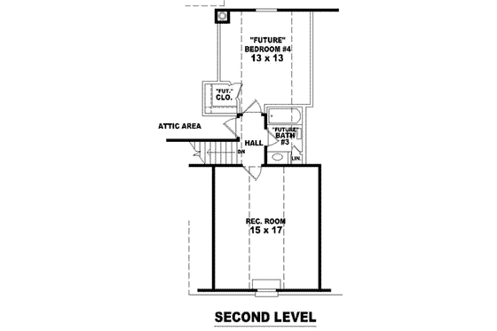 Floor Plan - Upper Floor for European House Plan #81-873 - 3 bed, 2 bath