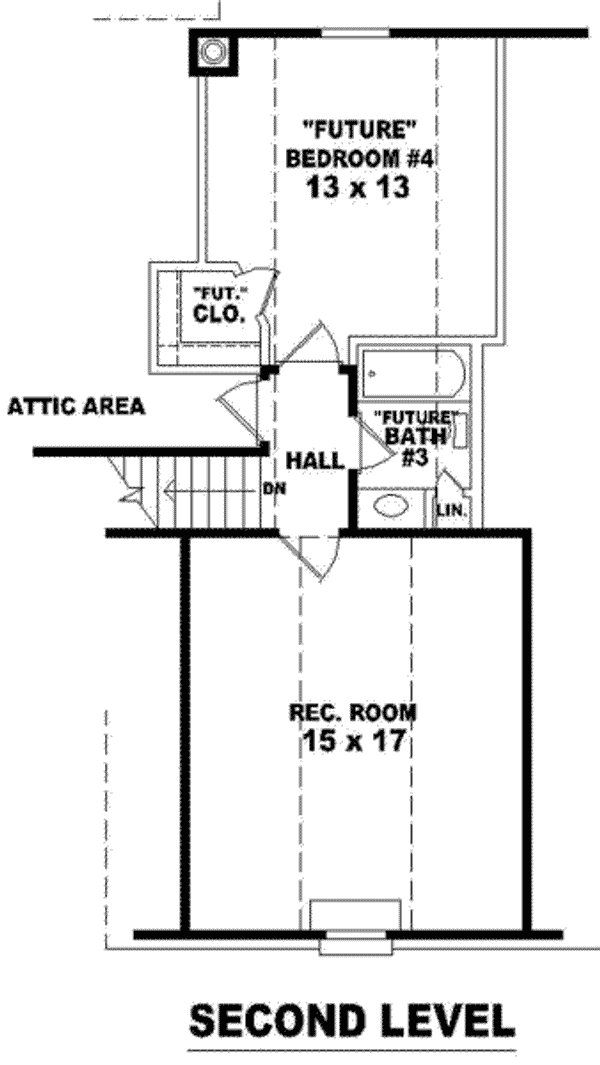 Floor Plan - Upper Floor for European House Plan #81-873 - 3 bed, 2 bath
