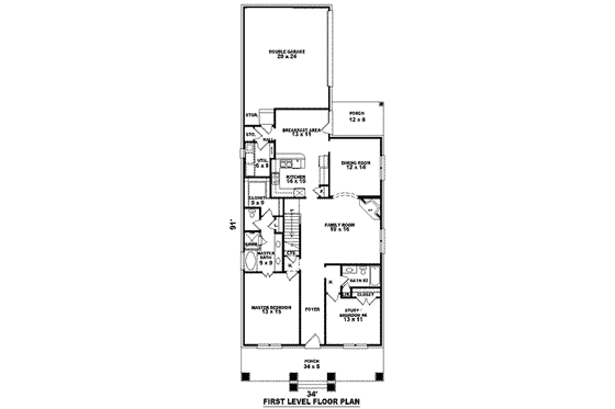 Floor Plan - Main Floor for Bungalow House Plan #81-953 - 3 bed, 3 bath
