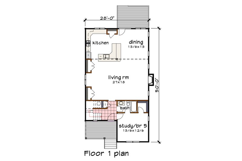 House Plan Design - Floor Plan - Main Floor for Modern House Plan #79-370 - 5 bed, 3 bath