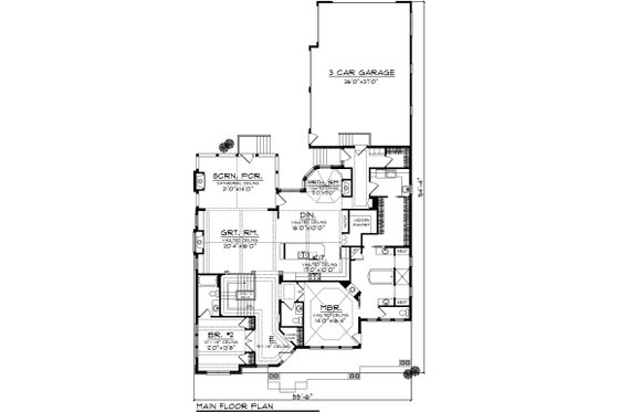 Floor Plan - Main Floor for Craftsman House Plan #70-1040 - 2 bed, 2.5 bath